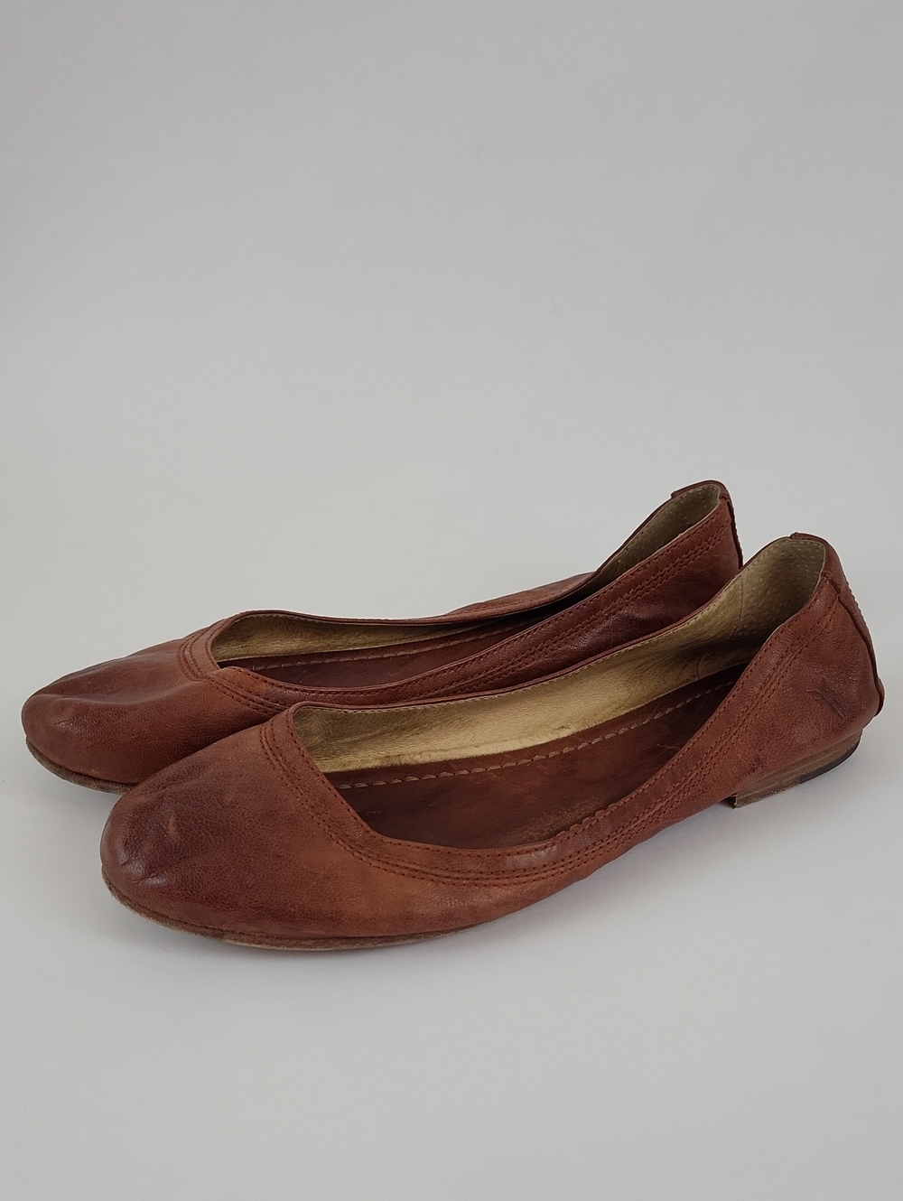 Frye Womens 8.5 M Flat Shoes Brown Carson Ballet Leather Slip On Classic Casual